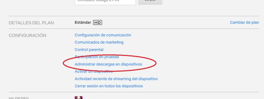 administrar descargas en dispositivos