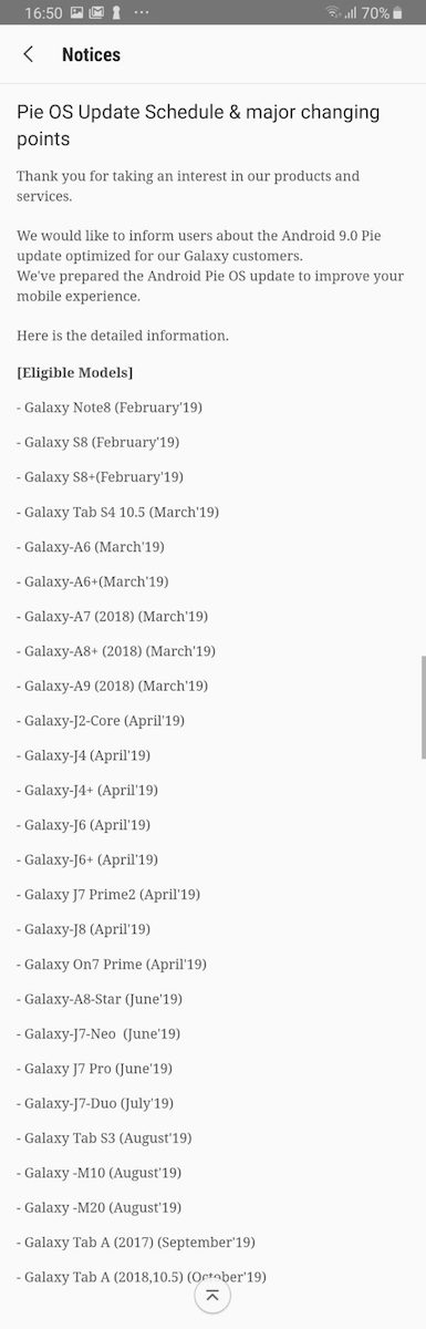 android 9 pie moviles samsung