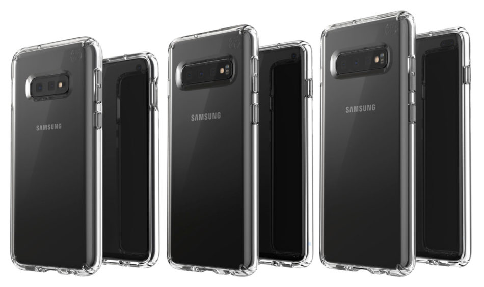 En esta imagen podemos ver las tres variantes del Samsung Galaxy S10