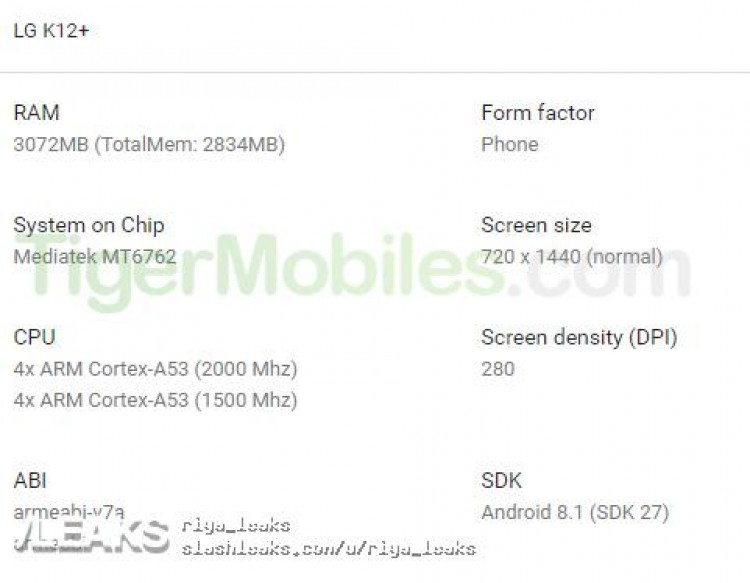 El LG K12 Plus filtrado en una imagen y características