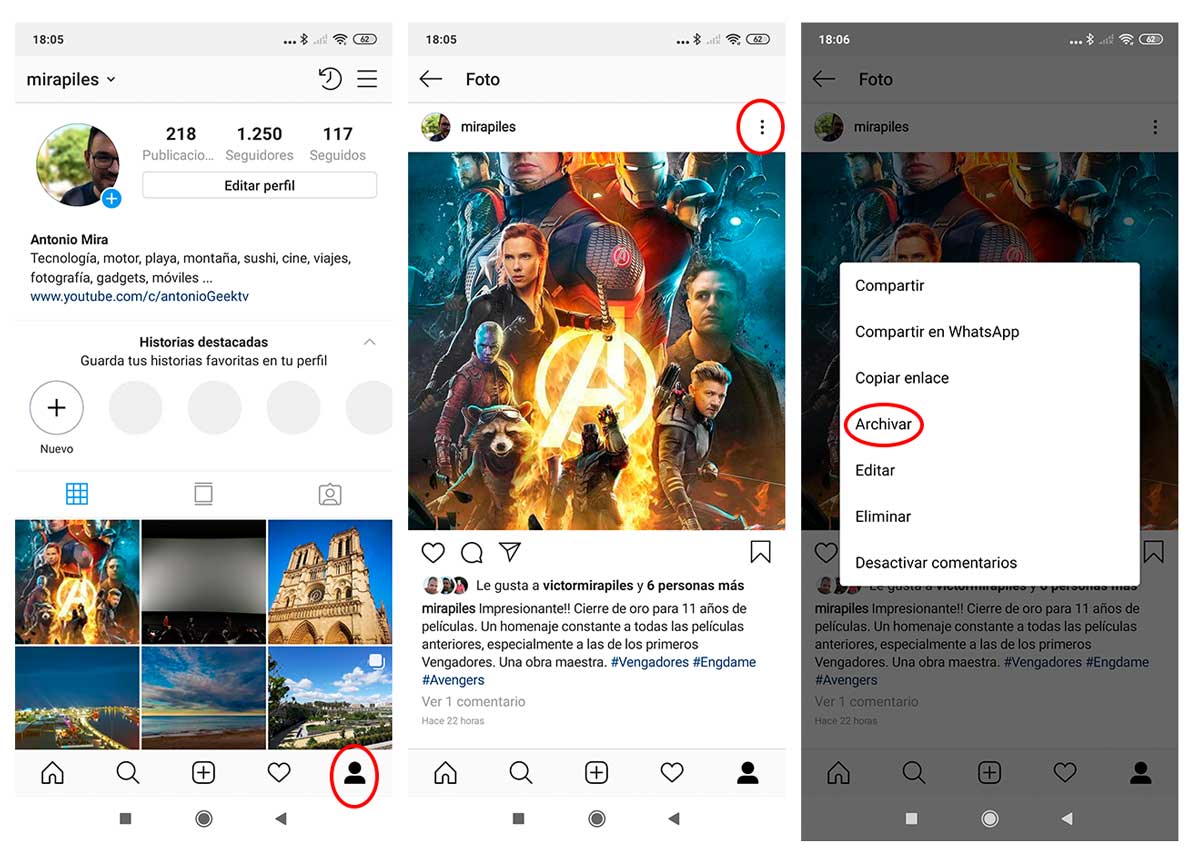 cómo archivar y desarchivar una foto en Instagram para Android y iOS archivar