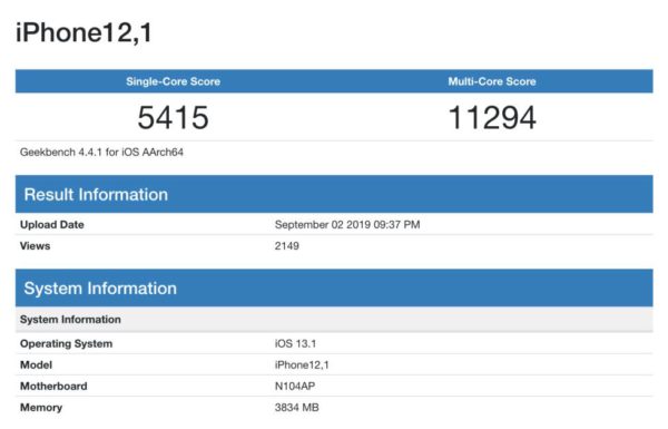 benchmark ram iphone 11