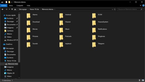 huawei pasar archivos pc