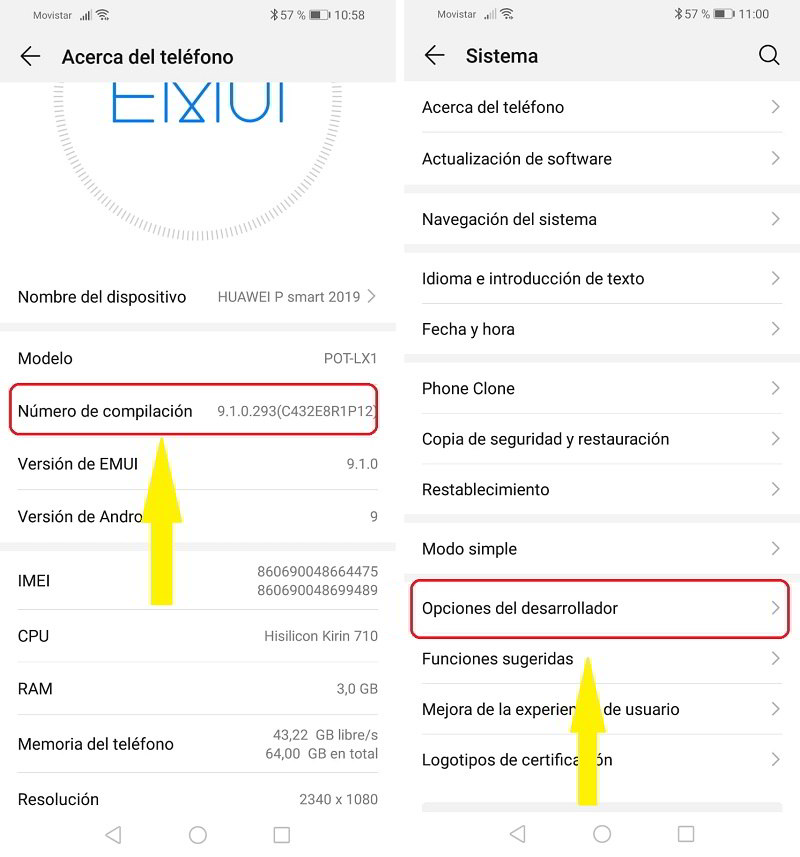 opciones de desarrollador emui 02