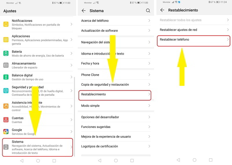 restablecer emui