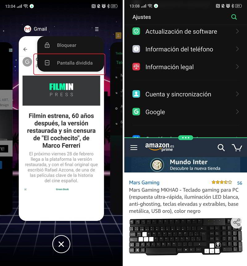 pantalla dividida