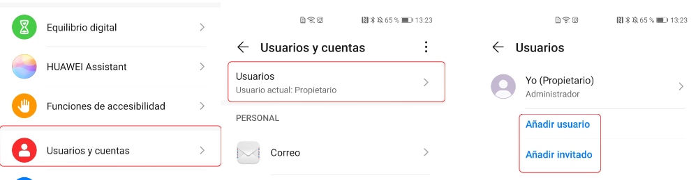 cambio de usuario Huawei
