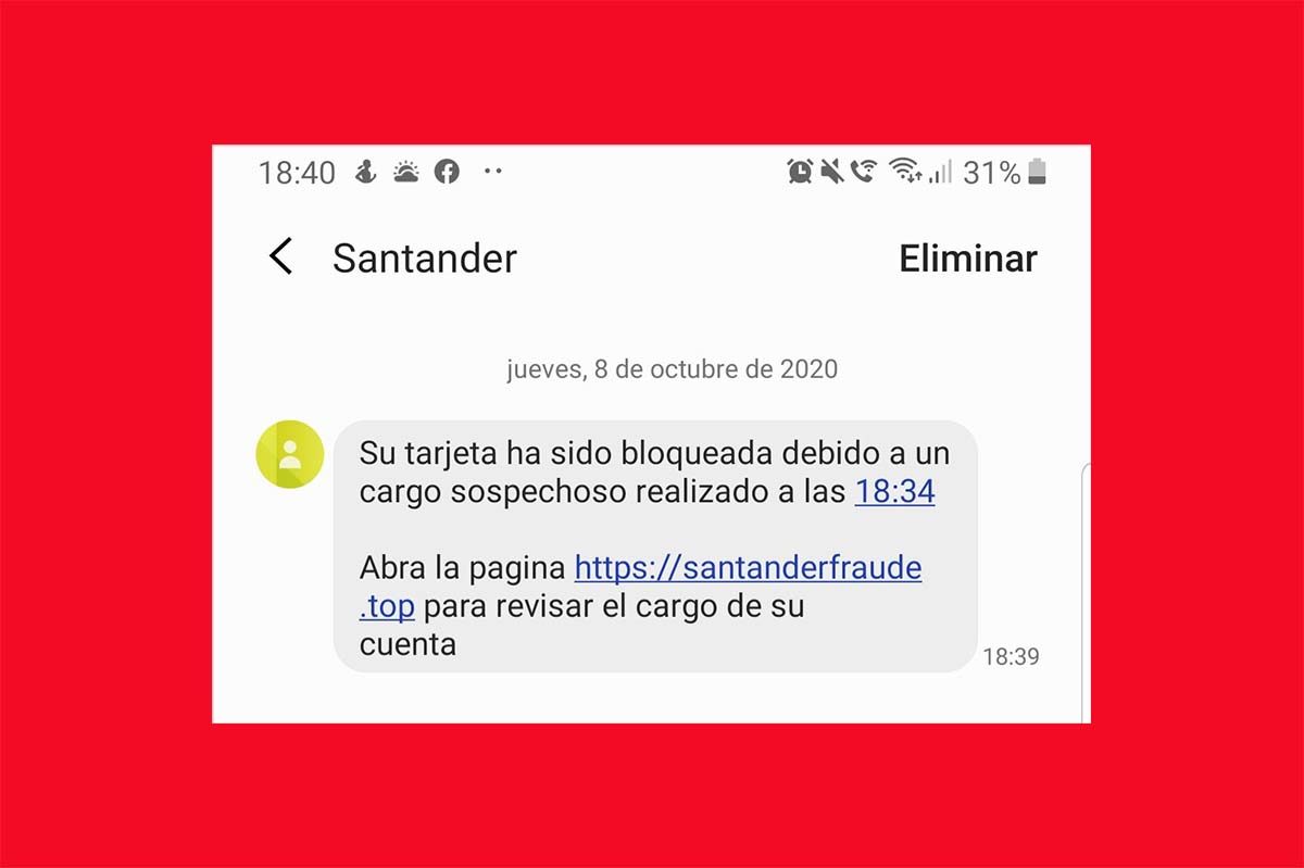 Su tarjeta ha sido bloqueada: ten cuidado con este falso SMS de Banco Santander 1
