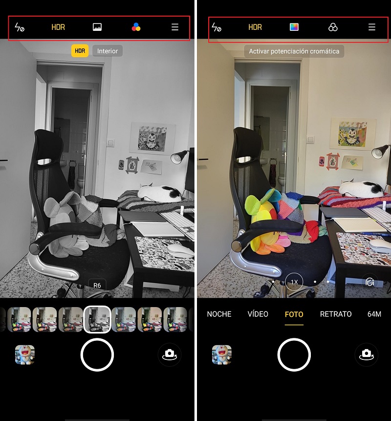 barra superior camara realme