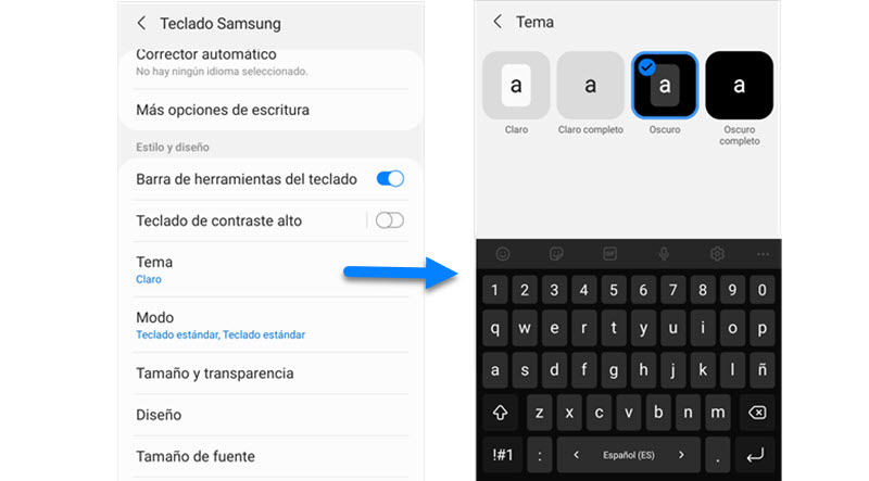 Influencia apodo Goteo Cómo cambiar el color o tema del teclado en Samsung
