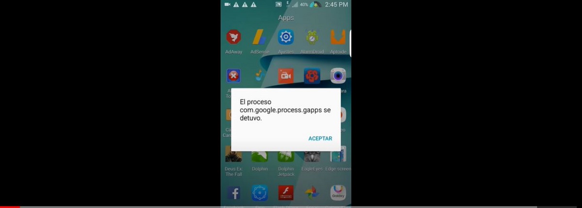 Se ha detenido el proceso com.google.process.gapps: posible solución a este error