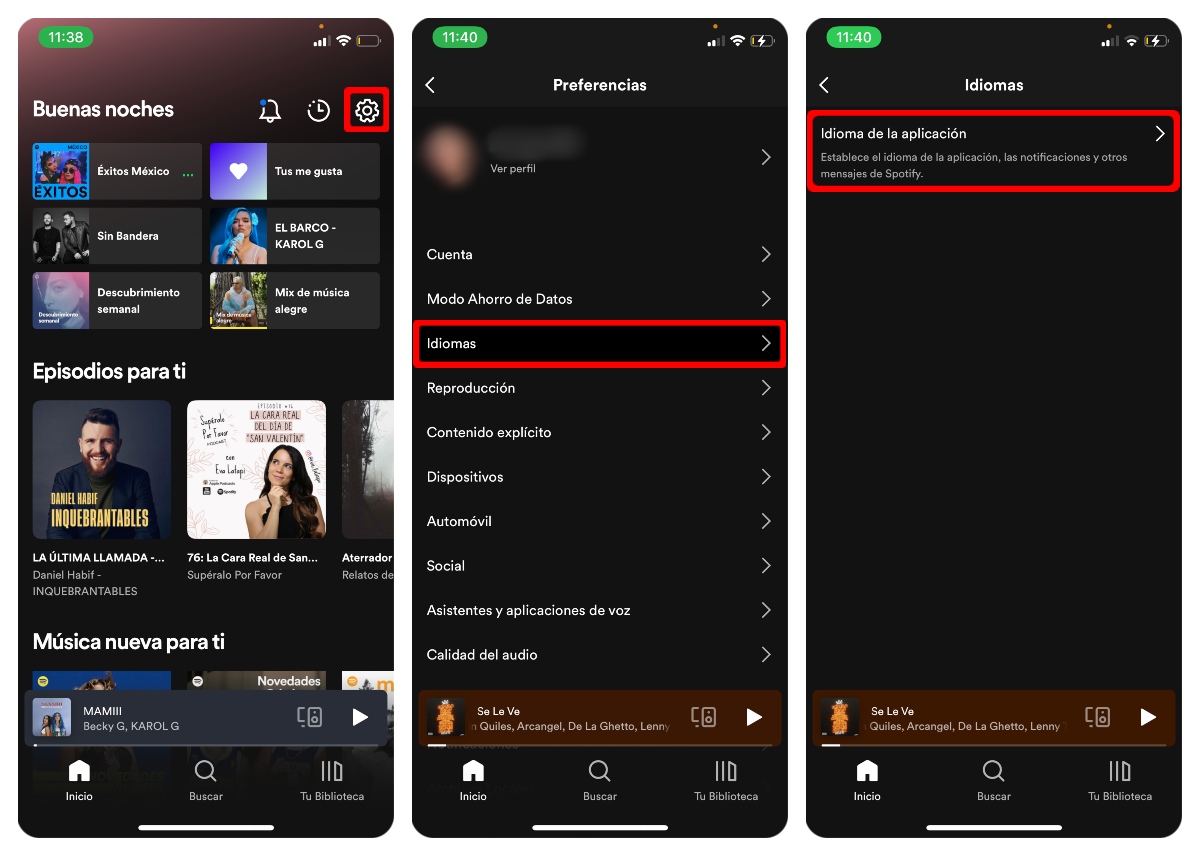 Cómo cambiar idioma de Spotify en iPhone