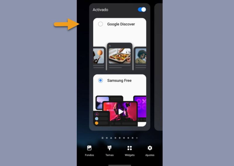 Cómo cambiar Samsung Free por Google Discover en un móvil Samsung 2