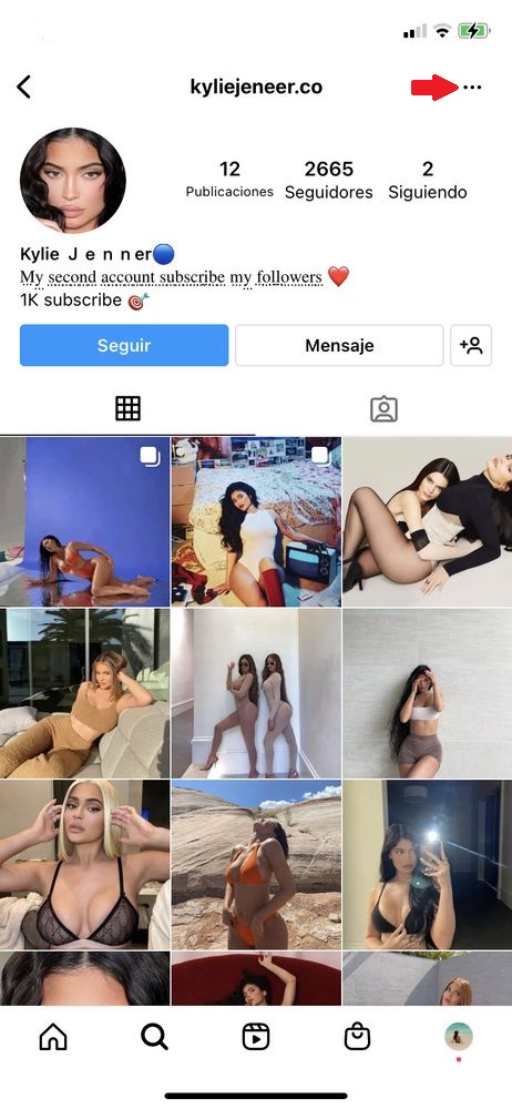 bloquear denunciar un perfil falso en Instagram paso 1