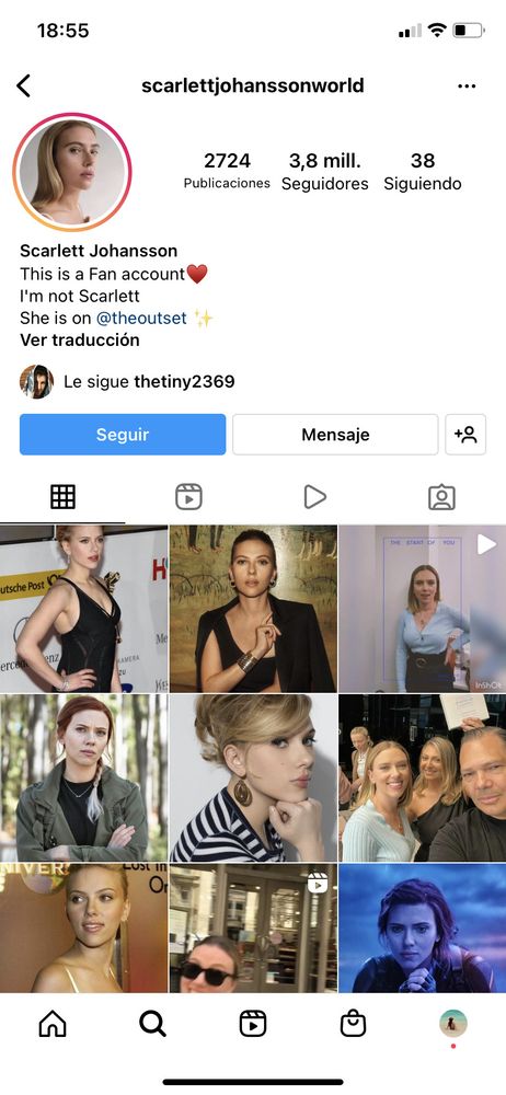 perfil falso en Instagram Scarlett Johansson 2