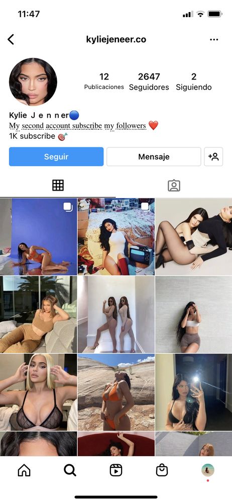 perfil falso Kylie Jenner Instagram