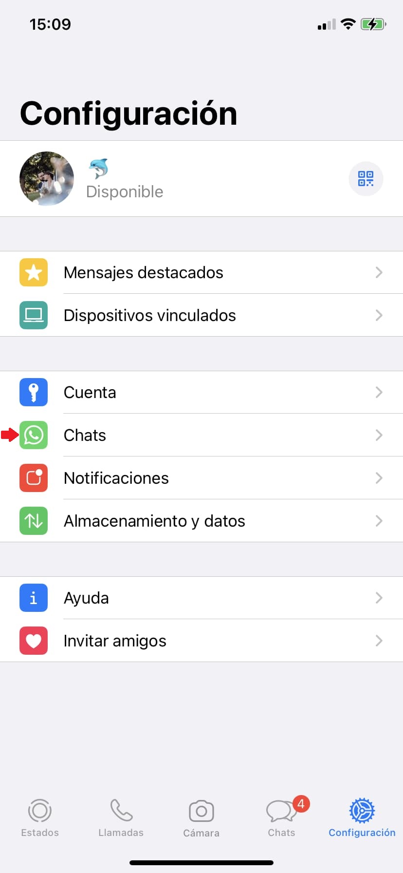 3 desactivar almacenamiento automatico de fotos de whatsapp en iPhone
