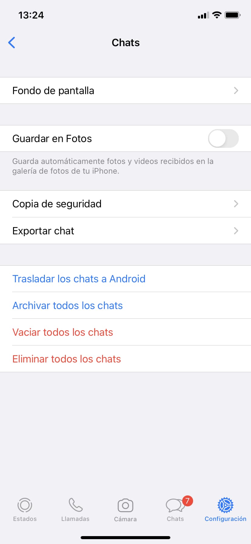 4b desactivar almacenamiento automatico de fotos de whatsapp en iPhone