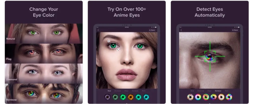 eye color changer lenses aplicación de edición de fotos