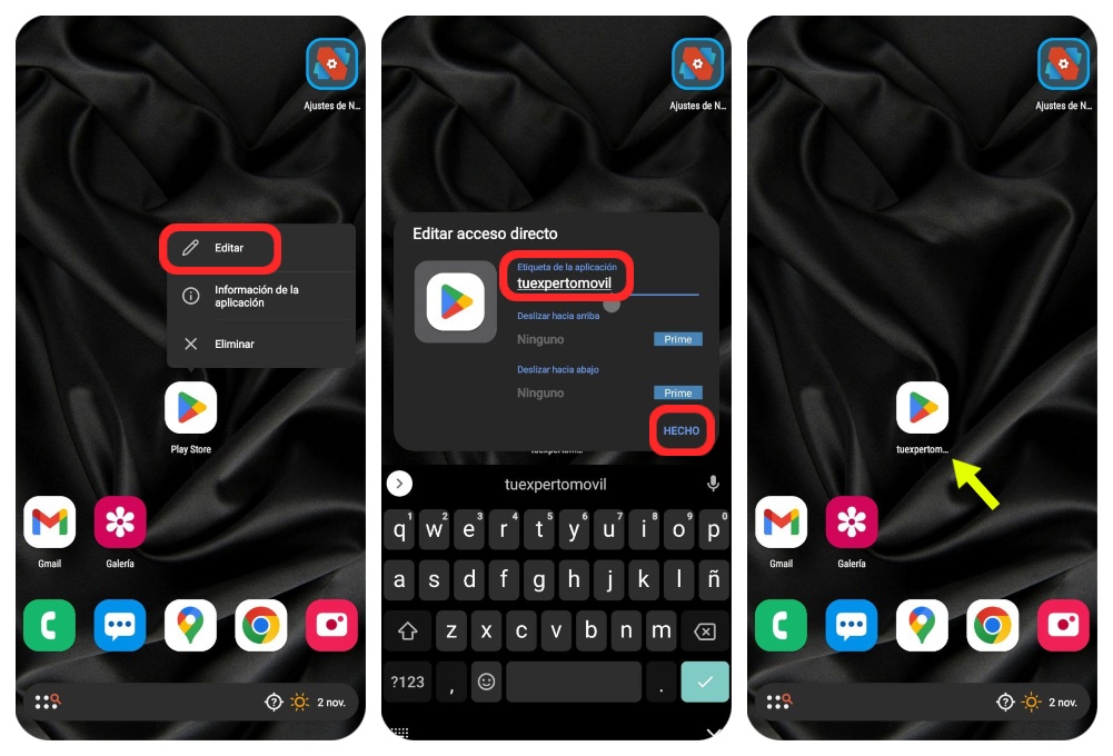 cambiar el nombre de los iconos de las aplicaciones en android