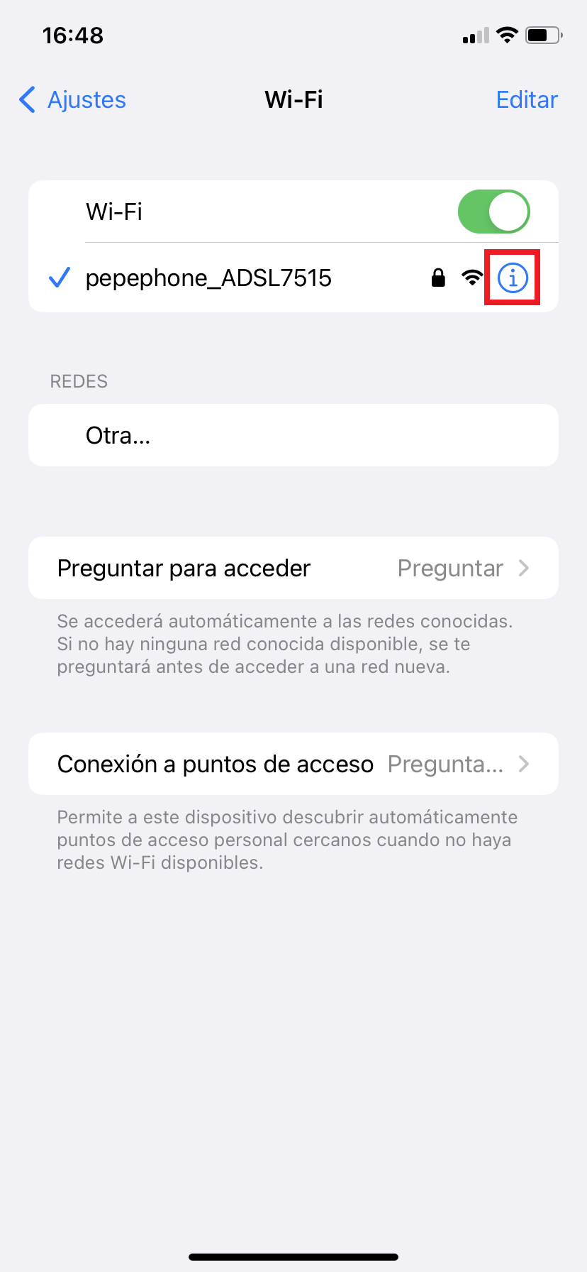 paso 5 cambiar la DNS en el iPhone