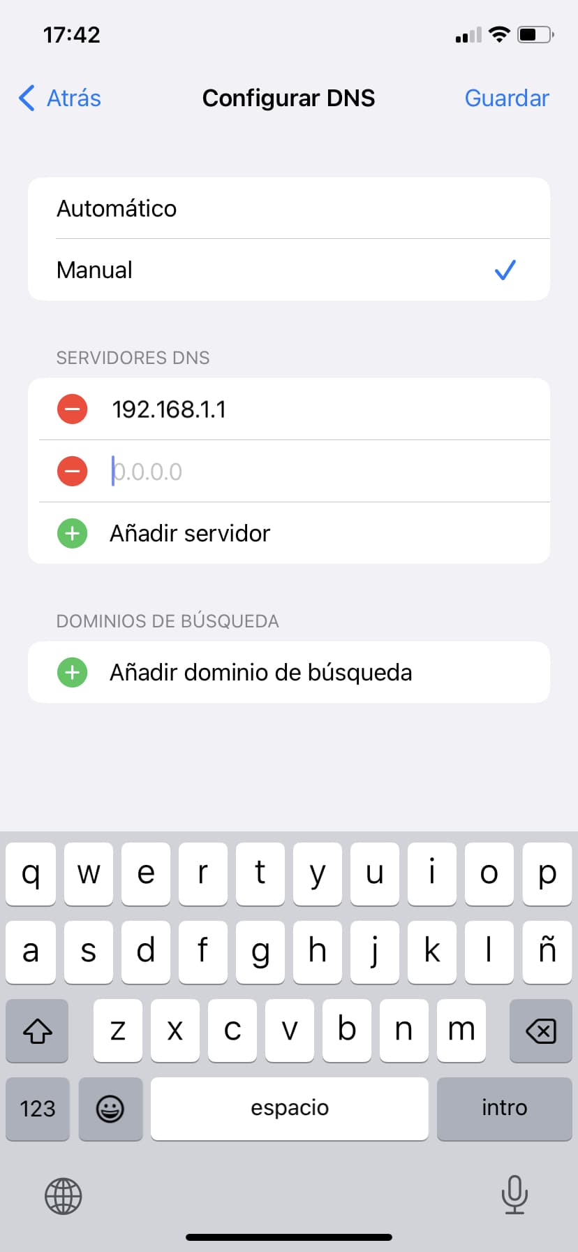 paso 8a cambiar la DNS en el iPhone