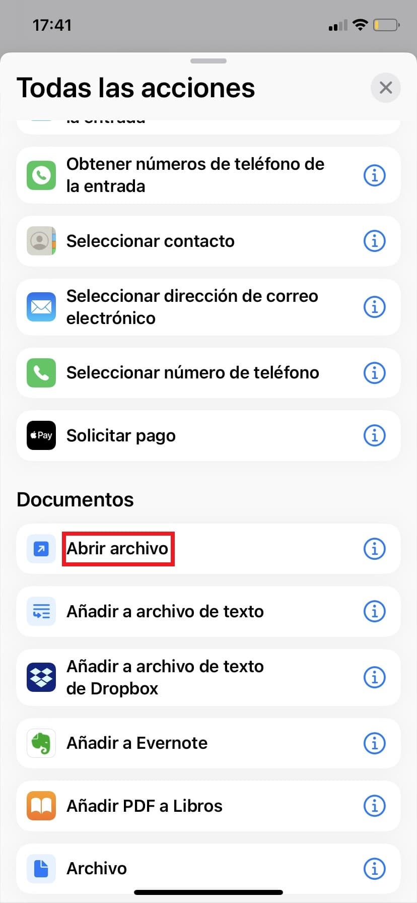 paso 3c crear un acceso directo de un PDF en iPhone
