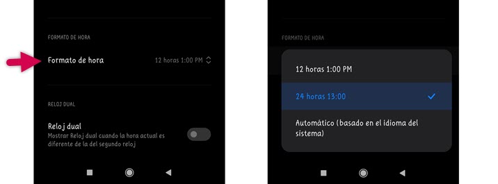 Cómo cambiar el formato de hora de AM y PM a 24 horas en Xiaomi 2