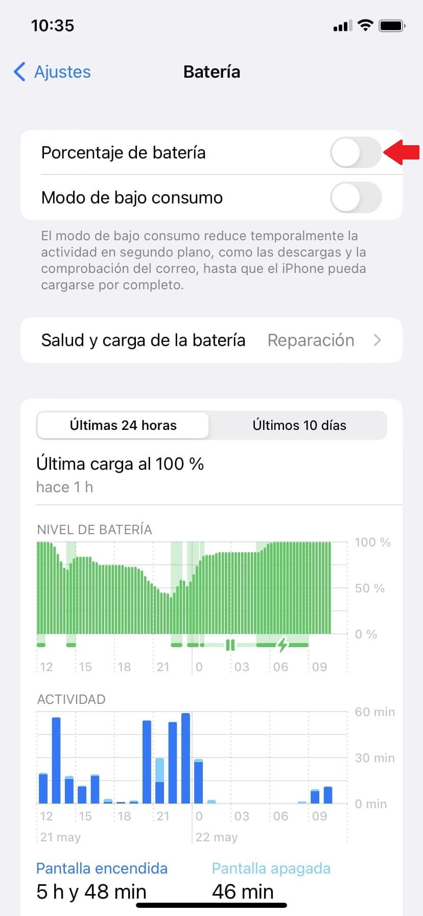 paso 3 como poner el porcentaje de bateria en iphone con ios 16