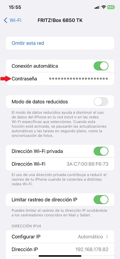 ver la contraseña de una red wi-fi en iphone red a la que estas conectado 2