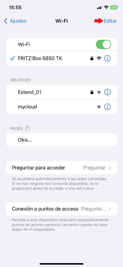 ver la contraseña de una red wi-fi en iphone red a la que te has conectado con anterioridad 1