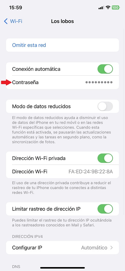 ver la contraseña de una red wi-fi en iphone red a la que te has conectado con anterioridad 3