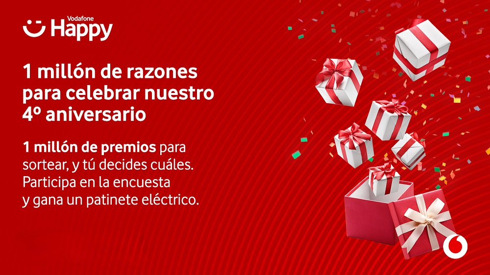 Vodafone celebra el cuarto aniversario de Happy con un millón de premios a sus clientes