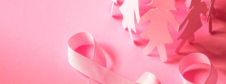 2 imagenes del Dia del Cancer de Mama lazos rosas