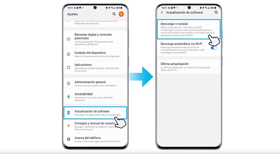 ¿Cuándo llega Android 14 con One UI 6 al Galaxy A54? 3 como actualizar samsung