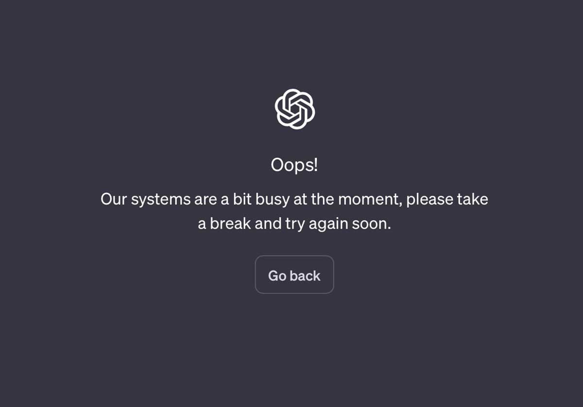 Our systems are a bit busy at the moment chatgpt