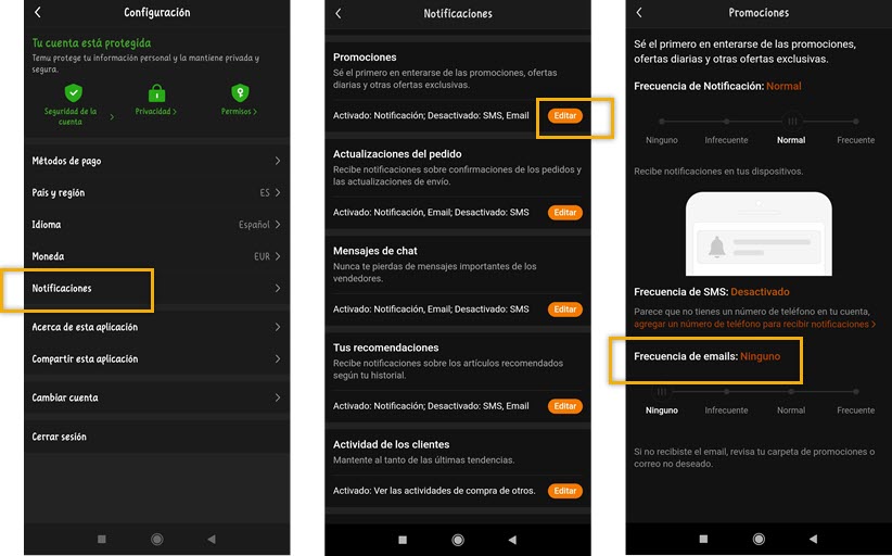 Cómo dejar de recibir correos de Temu en mi móvil 2 Cómo dejar de recibir correos de Temu en mi móvil 2