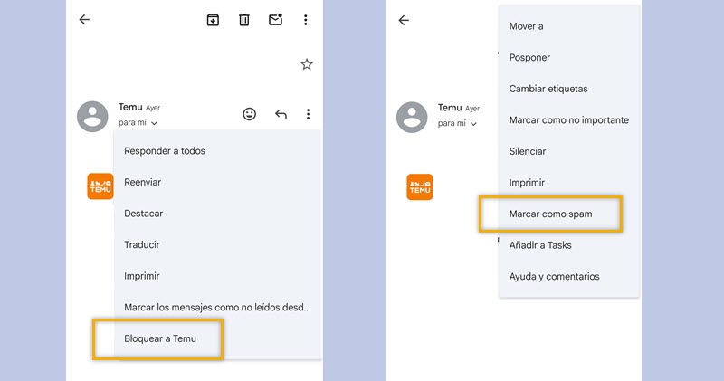 Cómo dejar de recibir correos de Temu en mi móvil 3 Cómo dejar de recibir correos de Temu en mi móvil 3