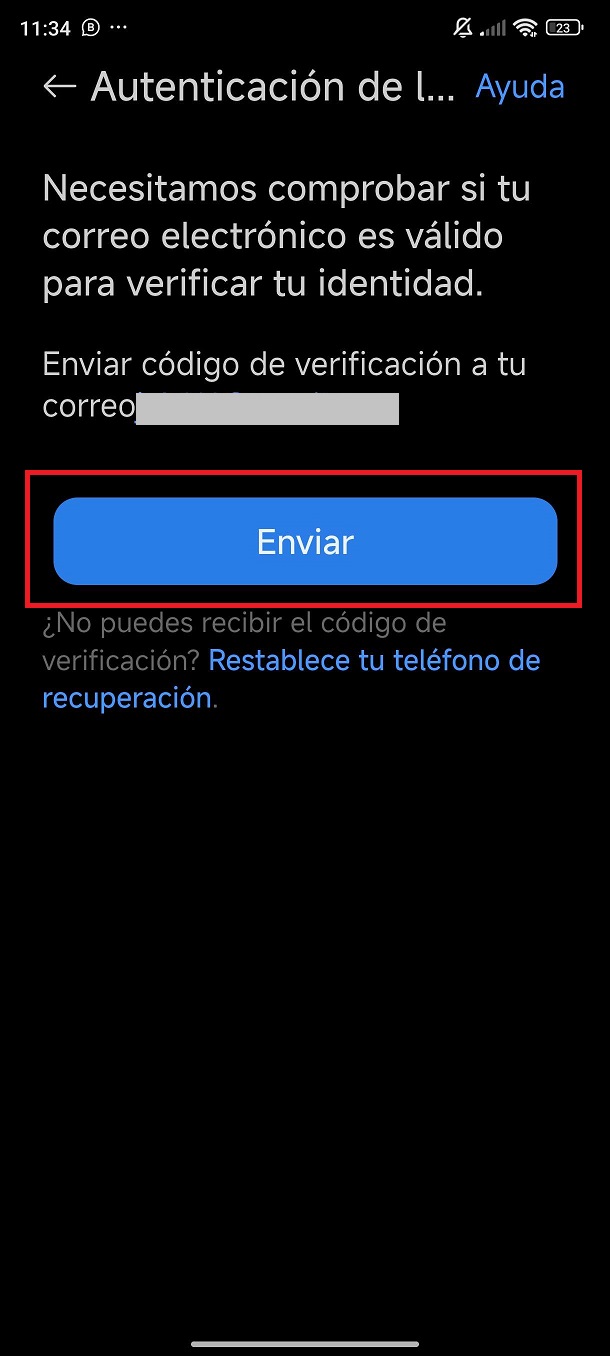 Desde dispositivo xiaomi paso 5 para recuperar la contraseña de la cuenta mi