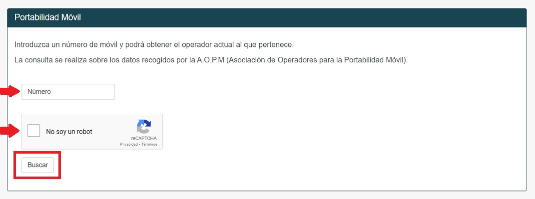 Paso 3 saber cuál es la compañía de un número de teléfono móvil o fijo