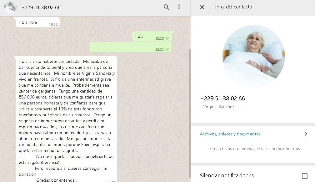 Cuidado con los mensajes de WhatsApp con prefijo +229 1