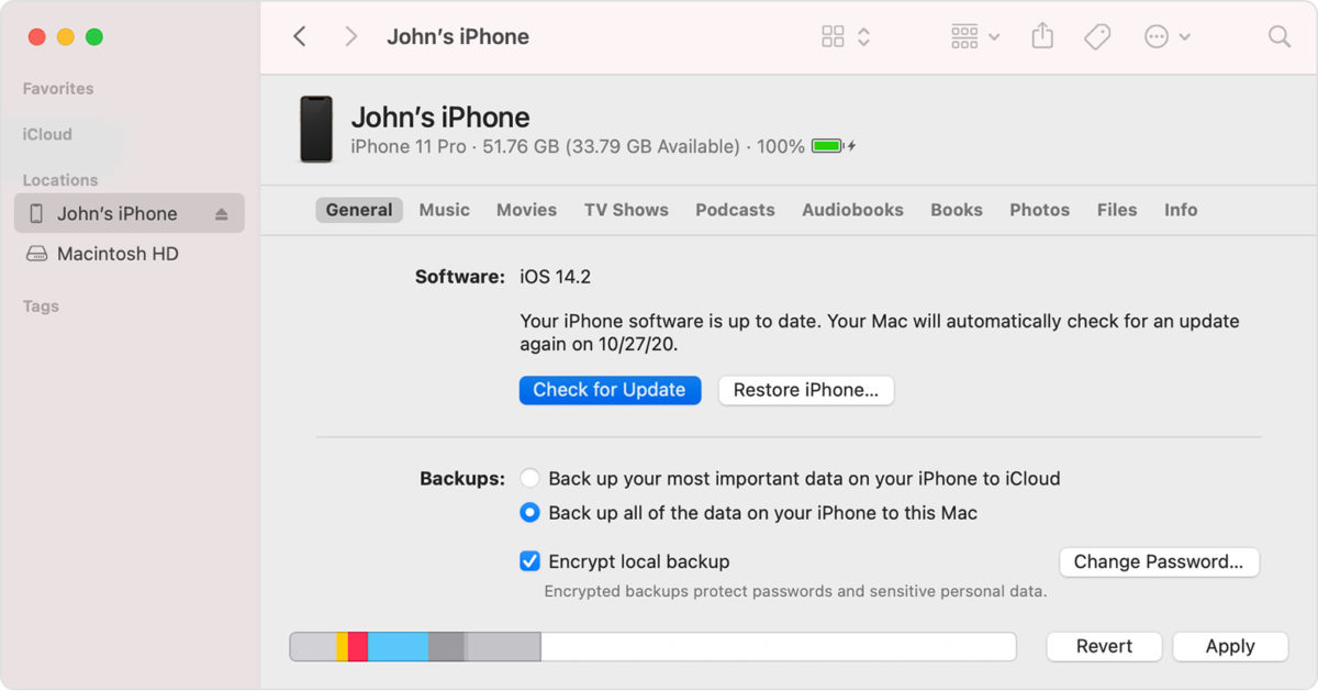 forzar actualizacion ios iphone macos mac finder