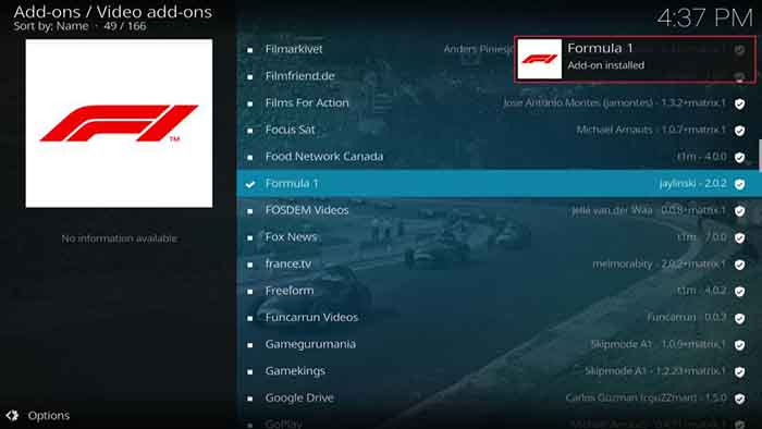 kodi f1