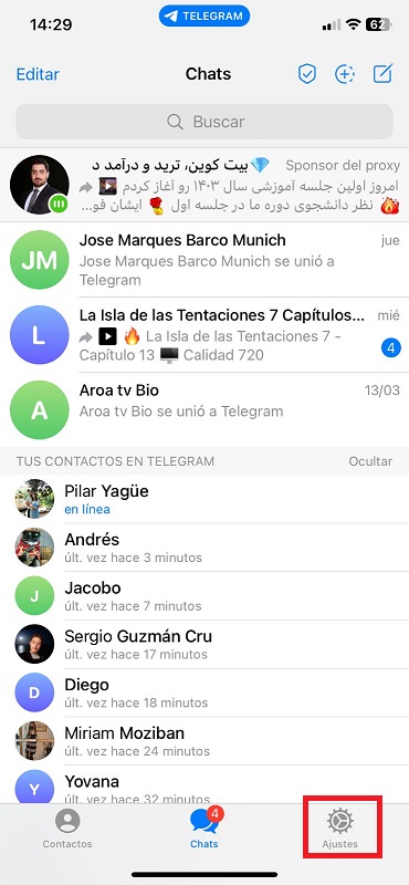 truco para usar telegram en españa tras el bloqueo config servidor proxy paso 1