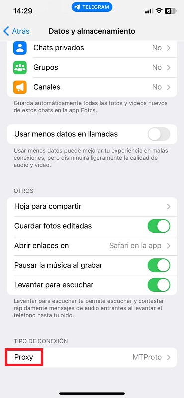 truco para usar telegram en españa tras el bloqueo config servidor proxy paso 3