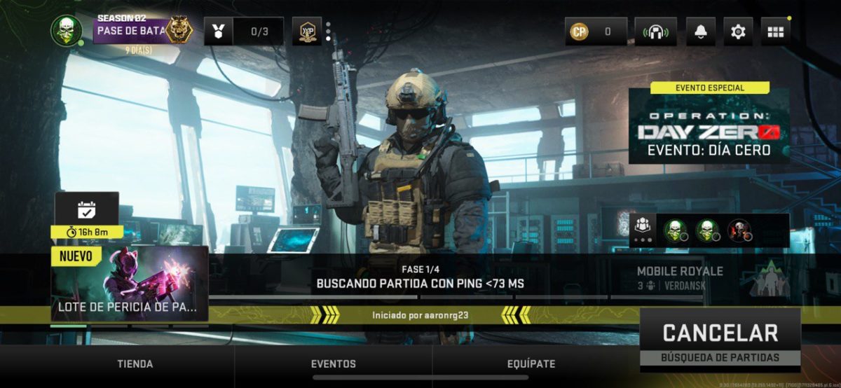 warzone mobile no inicia la partida