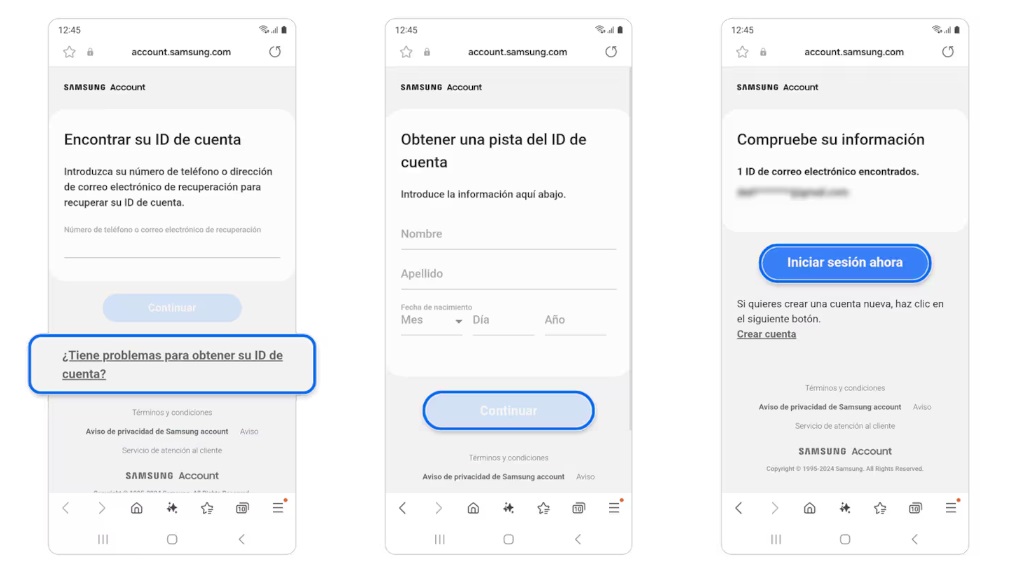 samsung account email