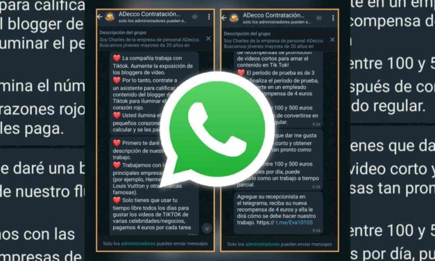 WhatsApp de Addeco Comunicación, mantente alerta con las ofertas de empleo falsas