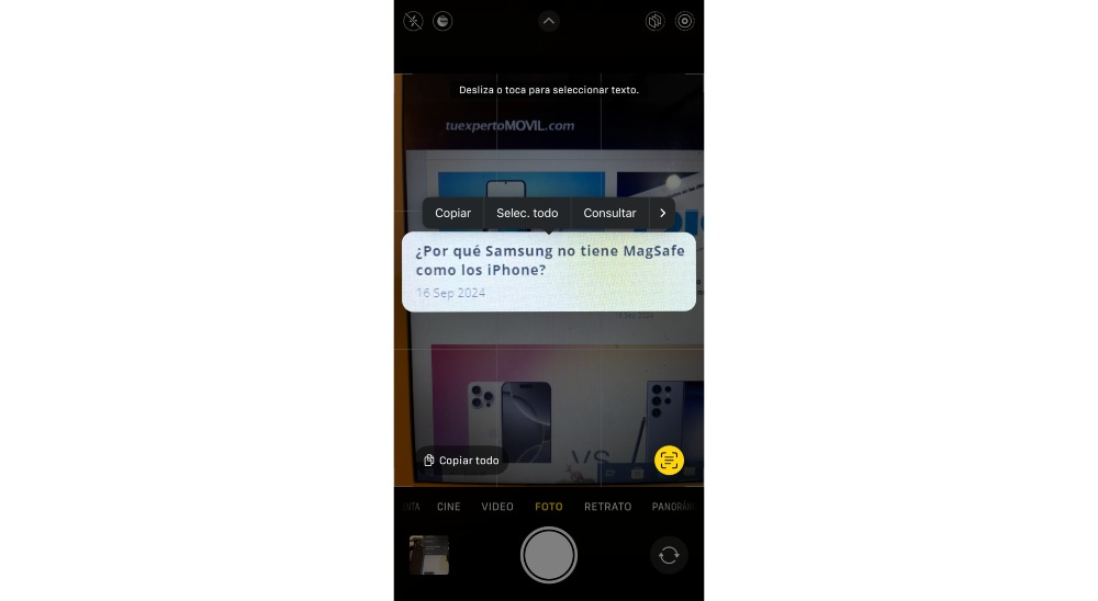 camara iphone detectar textos