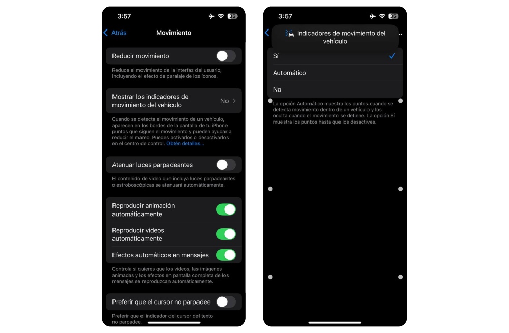 funcion antimareo trucos ios 18 iphone 15 16